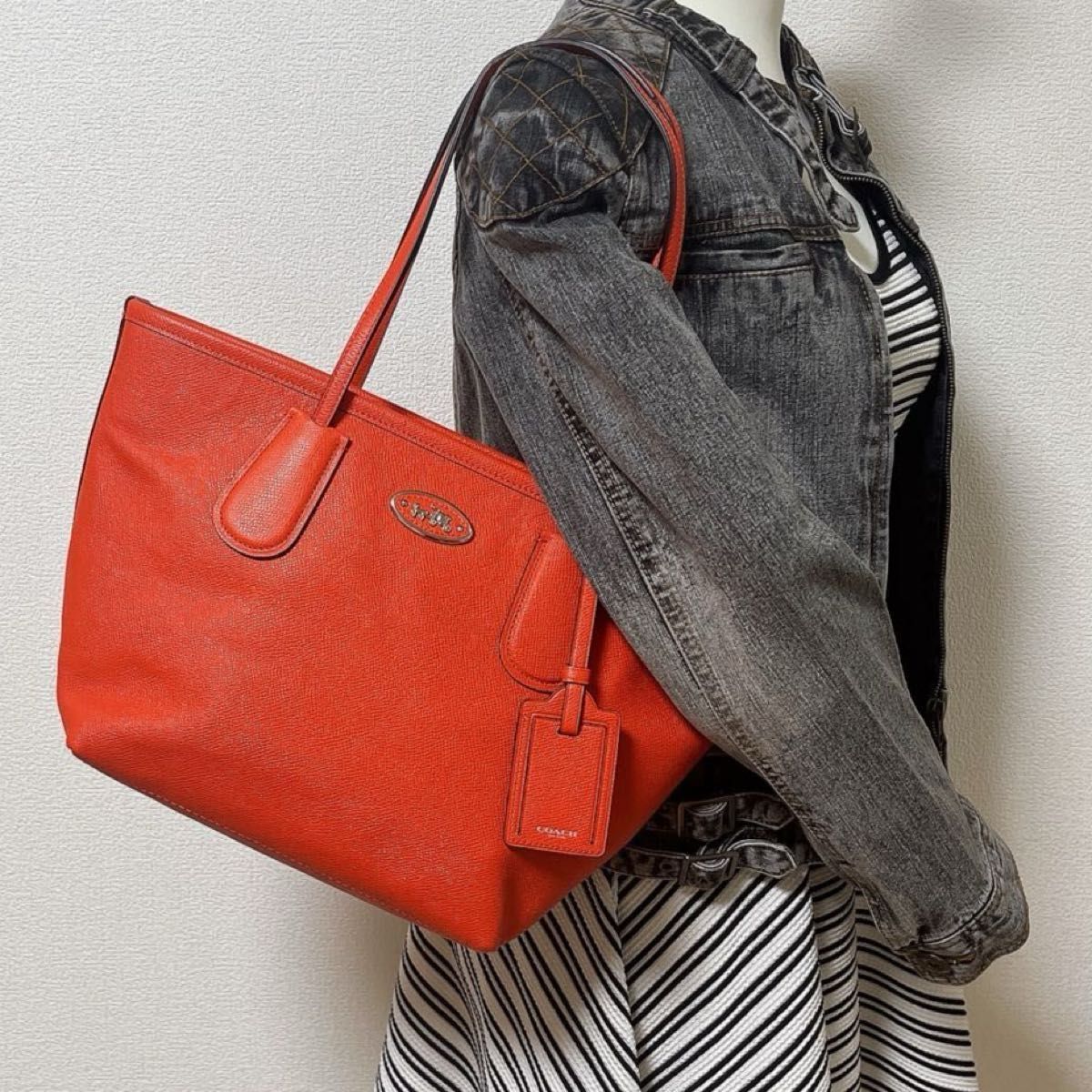 極美品】COACH コーチ トートバッグ 33954 肩掛け オレンジ系 極美品】COACH コーチ トートバッグ 33954 肩掛け オレンジ系