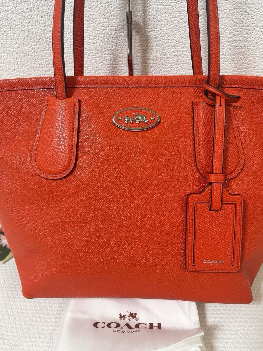 極美品】COACH コーチ トートバッグ 33954 肩掛け オレンジ系 極美品】COACH コーチ トートバッグ 33954 肩掛け オレンジ系