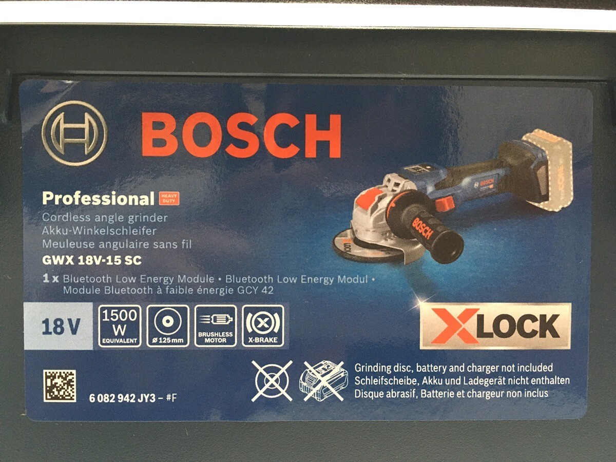 ※送料無料※ BOSCH X-LOCK コードレスディスクグラインダー GWX18V-15SC5J 先端工具付き特別セット 本体未開封 囗G■の画像2