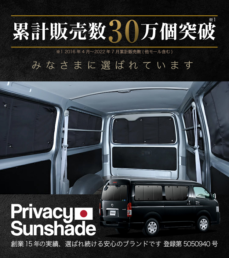 夏直前500円 ハイエース 200系 ワイド ワゴン GL カーテン プライバシー サンシェード 車中泊 グッズ リア 1型～7型_画像5