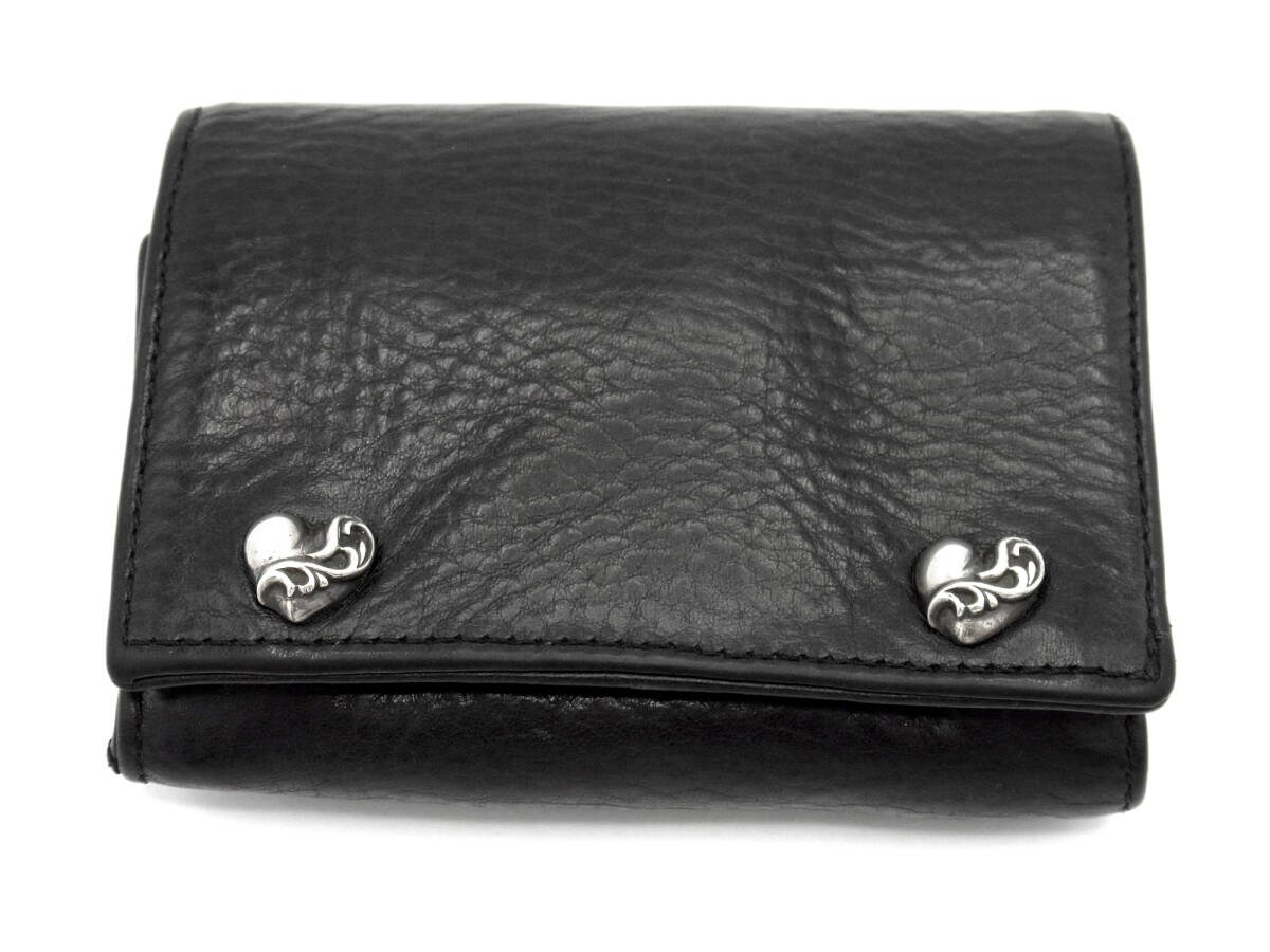 クロムハーツ CHROME HEARTS ■ 【 WALLET 3FOLD 】 3フォールド ハートボタン ウォレット 財布　s2982_画像1