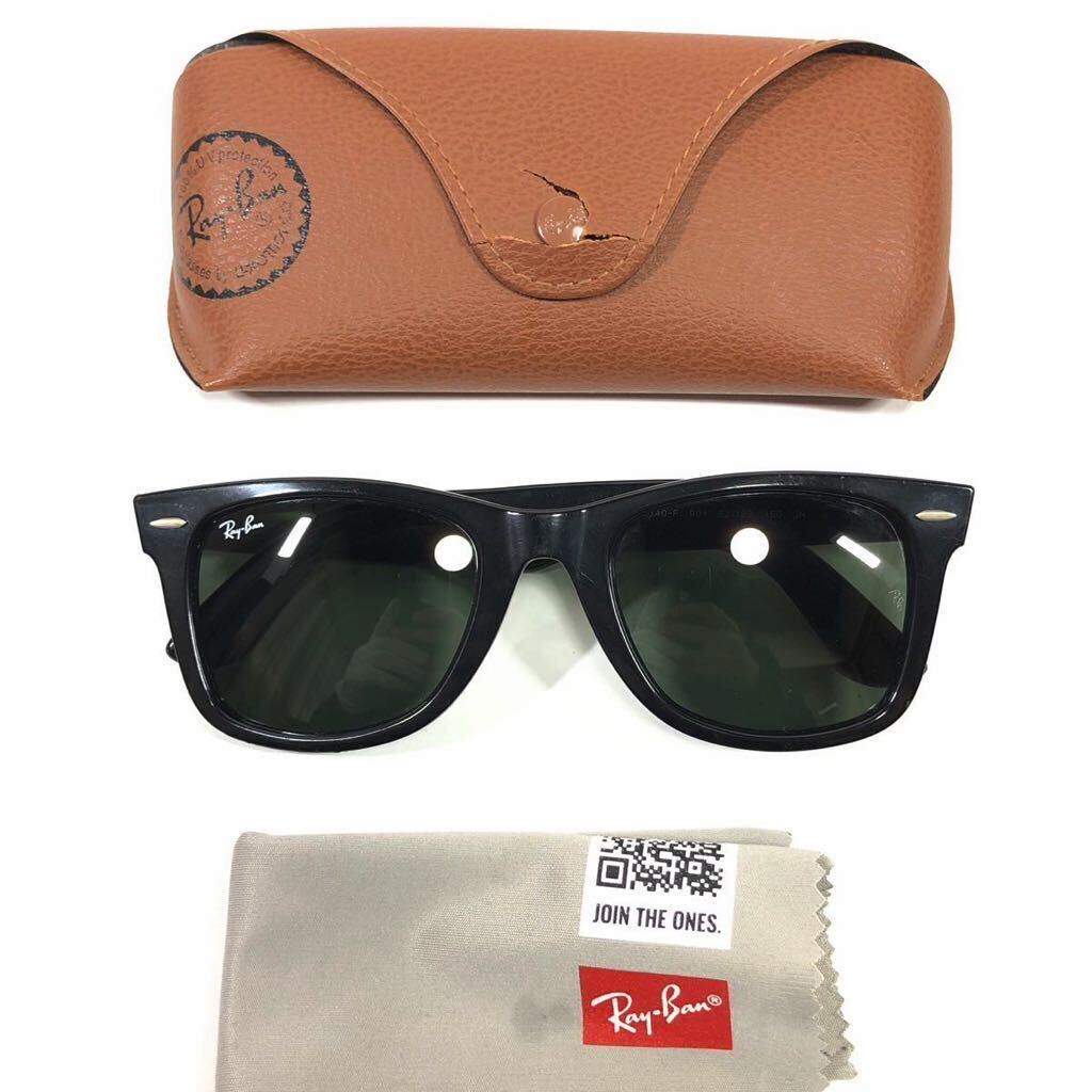 【レイバン】本物 Ray-Ban サングラス WAYFARER ウェイファーラー RB 2140-F 黒 メンズ レディース イタリア製 クロス ケース付 送料520円_画像1