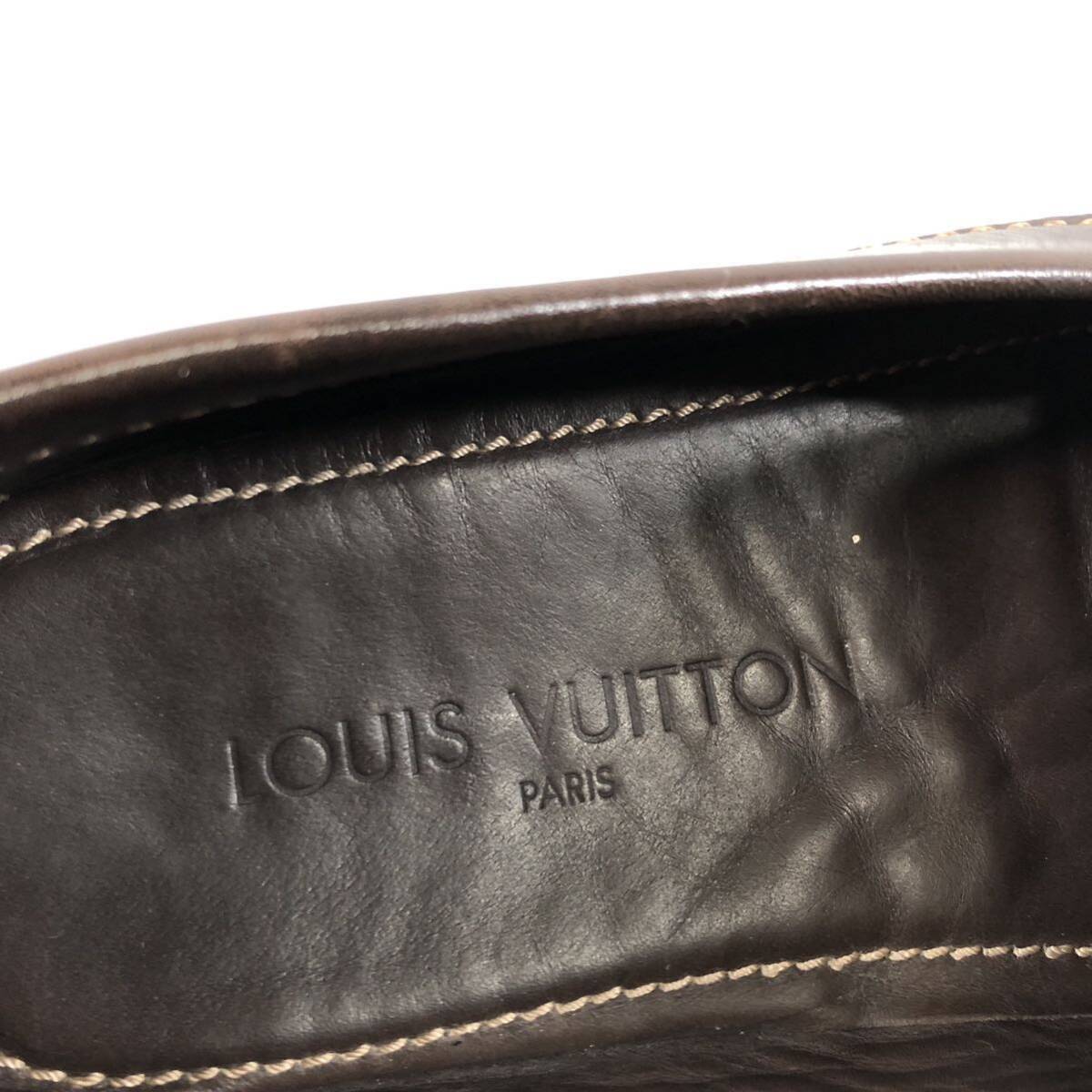 【ルイヴィトン】本物 LOUIS VUITTON 靴 25.5cm モンテカルロ LV金具 ドライビングシューズ スリッポン シューズ レザー メンズ 伊製 6 1/2_画像9