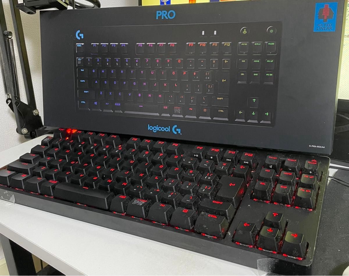 【美品】Logicool G PRO ゲーミングキーボード G-PKB-002LNd テンキーレス リニア 赤軸