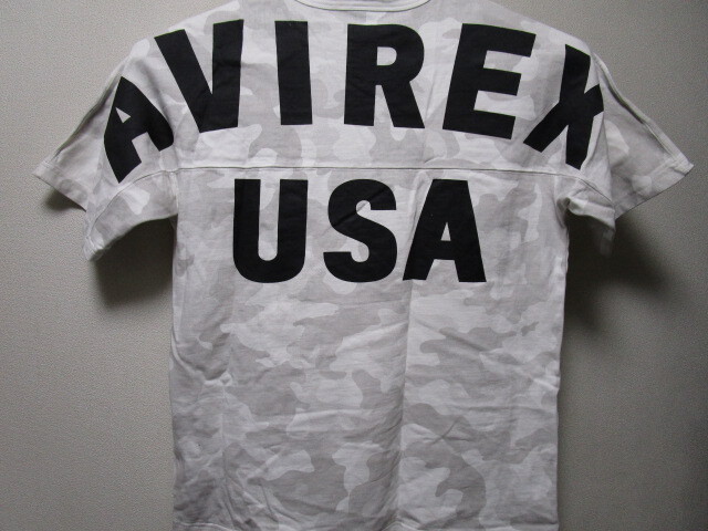 AVIREX BIG LOGO Ｔシャツ・M・迷彩／カモフラ（アヴィレックスビッグロゴブランドロゴ半袖Tシャツ）_画像1