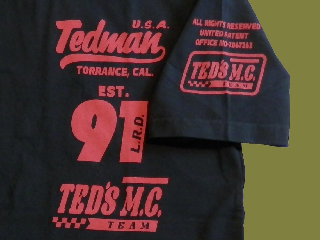 テッドマン／TEDMAN／XLサイズ／半袖Ｔシャツ／TDSS-556／ブラック／エフ商会／新品／送料無料／アメカジ／バイカー