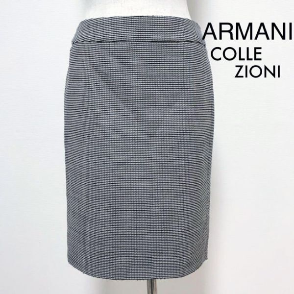 アルマーニコレツォーニ ARMANI COLLEZIONI チェック柄 ウール 膝丈 タイトスカート レディース 36サイズ_画像1