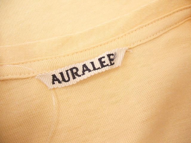 AURALEE SEAMLESS V-NECK TEE/A00V06ST/VネックTシャツ サイズ0 半袖Ｔシャツ 赤みがかったイエロー オーラリー 中古 0-0726S 160458_画像3