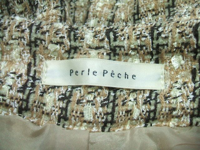 Perle Peche ツイード ジャケット ショートパンツ セットアップ ベージュ レディース ペルルペッシュ 中古 0-0911T 161210_画像5