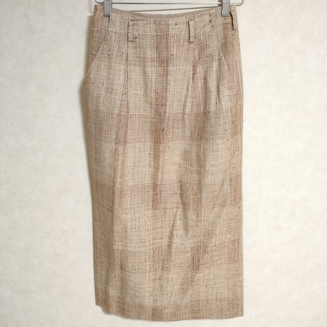 JURGEN LEHL J0181FS322 silk tweed size M long skirt beige Jurgen Lehl 4-0421M 235535