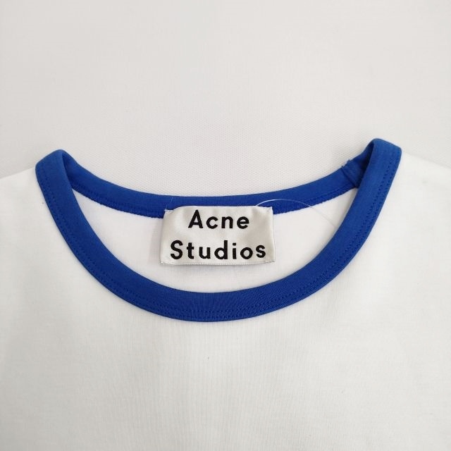 ACNE STUDIOS トリムTシャツ プリント NITE CAW17 サイズXS 半袖 カットソー ホワイト ブルー アクネストゥディオズ 4-0428S 236375_画像3