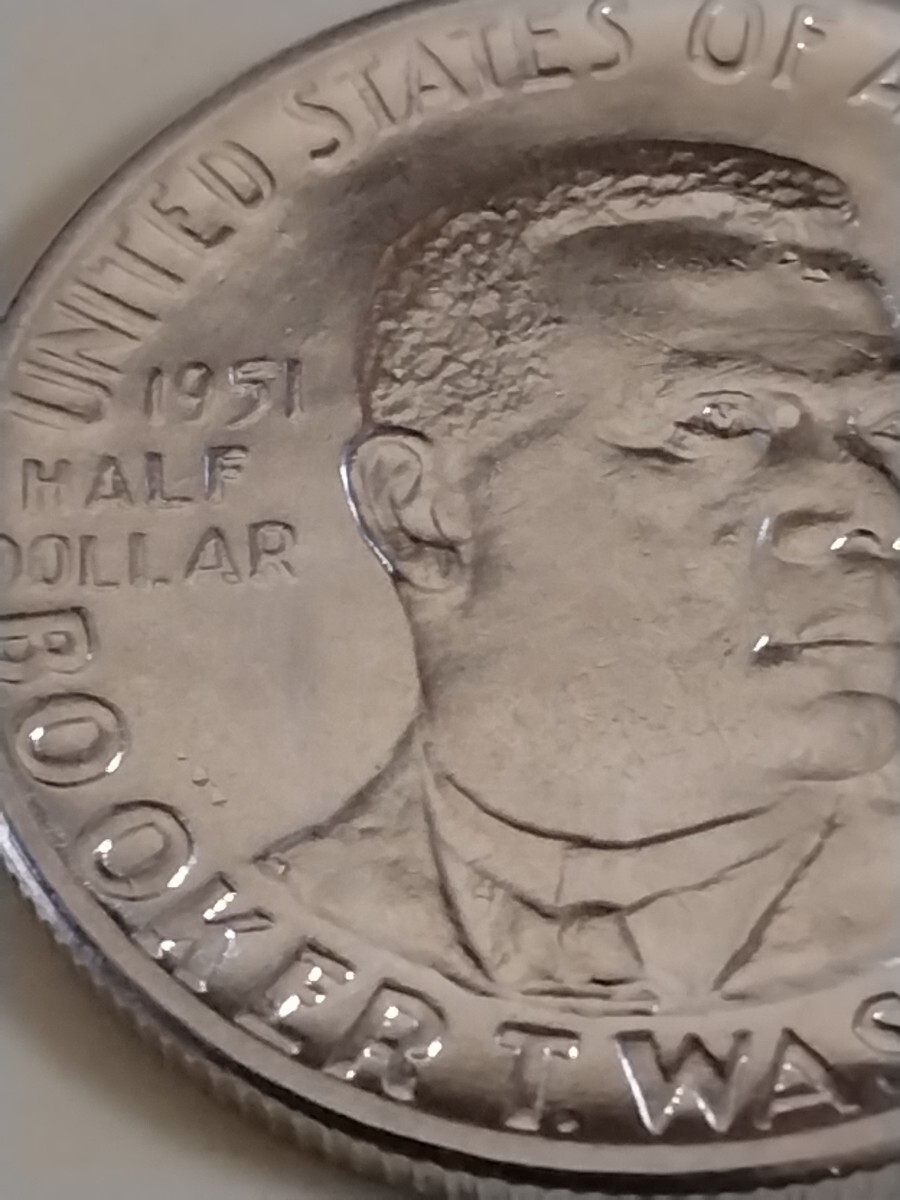 アメリカ 1951 50セント銀貨 Booker T.Washingtonの画像8