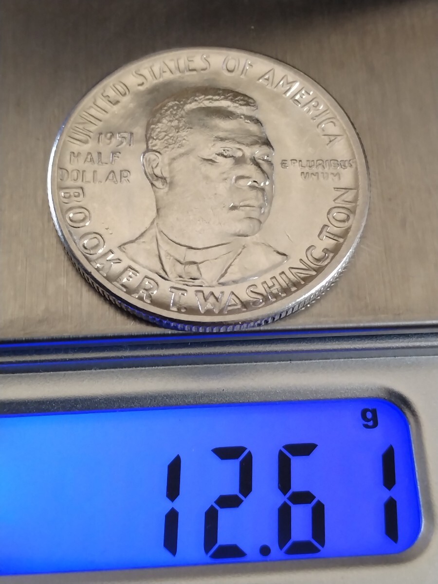 アメリカ 1951 50セント銀貨 Booker T.Washingtonの画像3