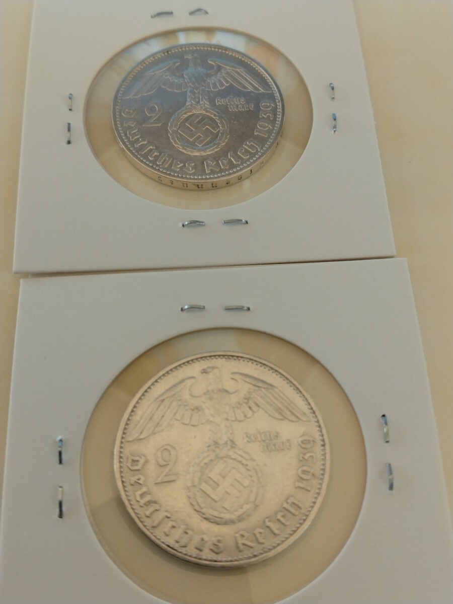 ドイツ 第三帝国 1939 2ライヒスマルク銀貨 ２枚セット(1939F 1939J)_画像2