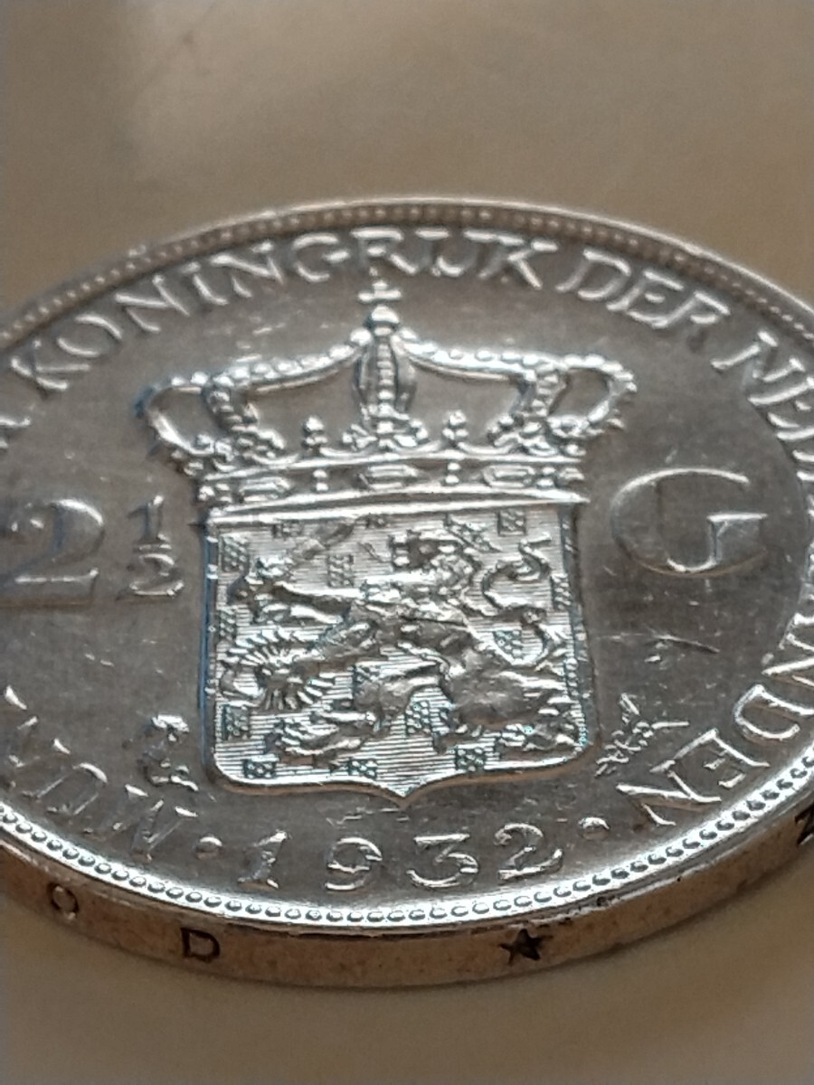 オランダ 1932 2 1/2 グルデン銀貨 WILHELMINA_画像9