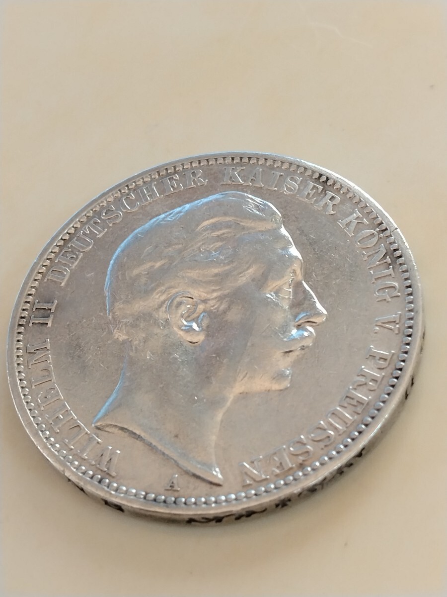 ドイツ プロイセン 1911A 3マルク銀貨 WILHELM Ⅱ　_画像1