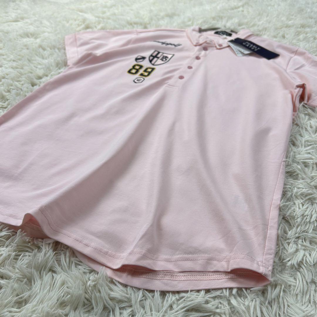 [ новый товар не использовался XL] PEARLY GATES размер 6 Pearly Gates розовый мужской рубашка-поло с коротким рукавом PG Golf GOLF 89 вышивка с биркой стандартный товар одежда 