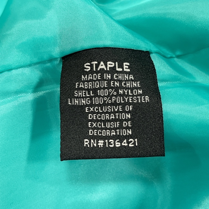 STAPLE/ステイプル/グラフィック切り替え/フーデッドナイロンジャケット/2XL/大きいサイズ/エメラルドグリーン系_画像9