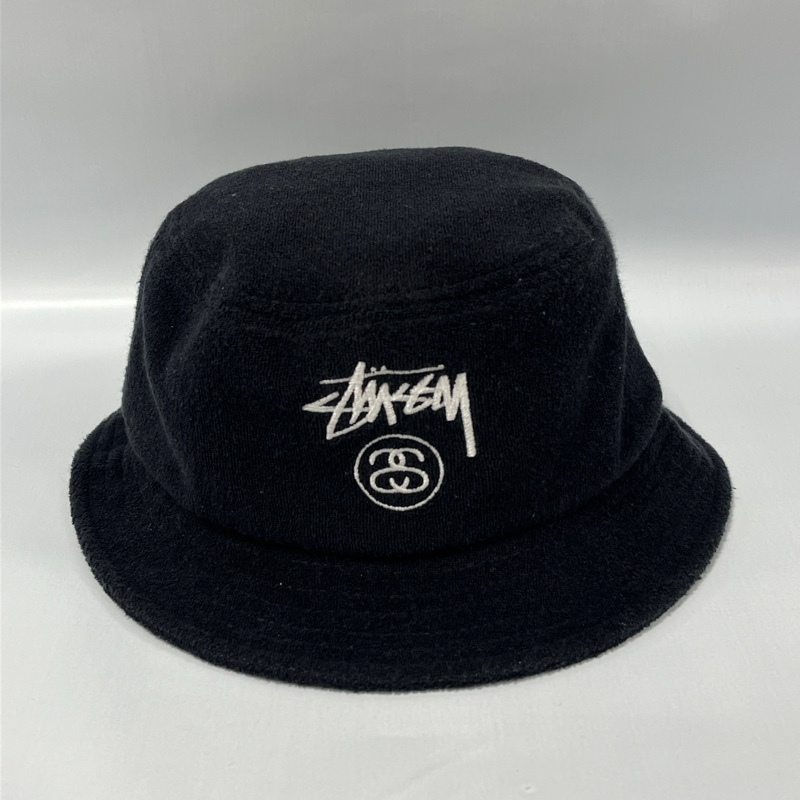 STUSSY/ステューシー/TERRY STOCK LOCK BUCKET HAT/テリーストックロック バケットハット/パイル生地/ストックロゴ×SSリンク刺繍/ブラック_画像3