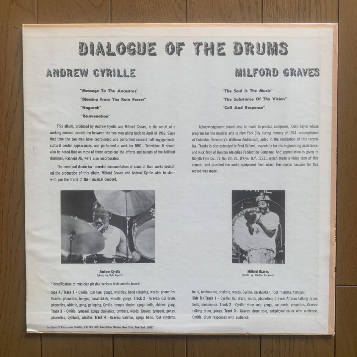 ANDREW CYRILLE - MILFORD GRAVES / DIALOGUE OF THE DRUMS (IPS) _画像2