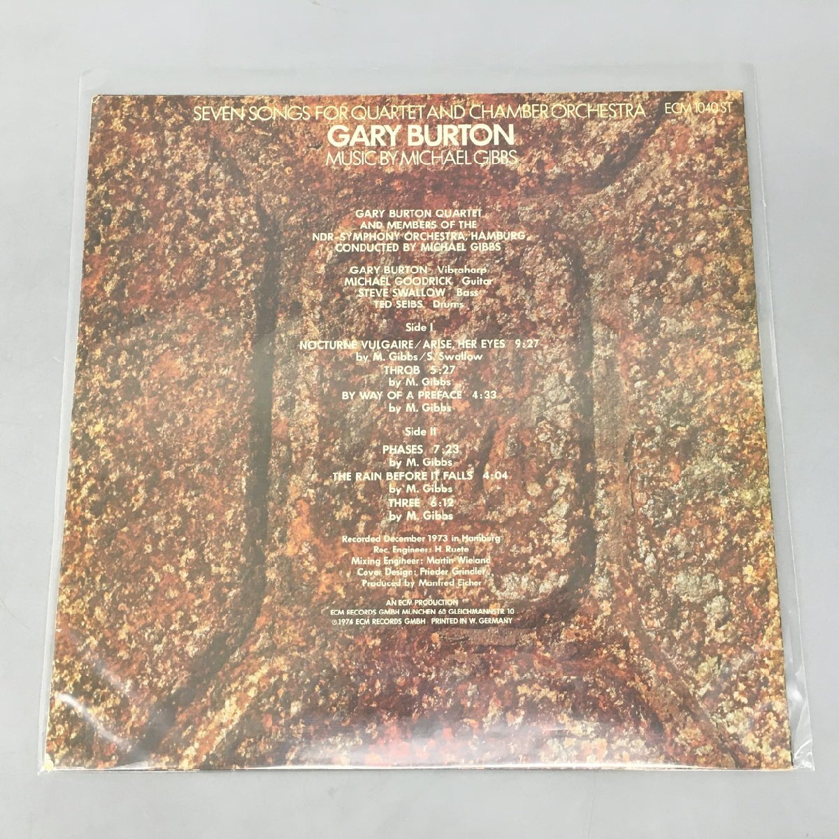 LP record Gary Burton / Seven Songs For Quartet And Chamber Orchestra ECM 1040 ST 2405LO086