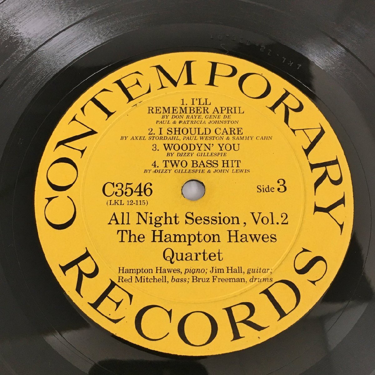 LPレコード The Hampton Hawes Quartet / All Night Session! Vol. 2 C3546 LKL 12-115 2405LO143_画像4