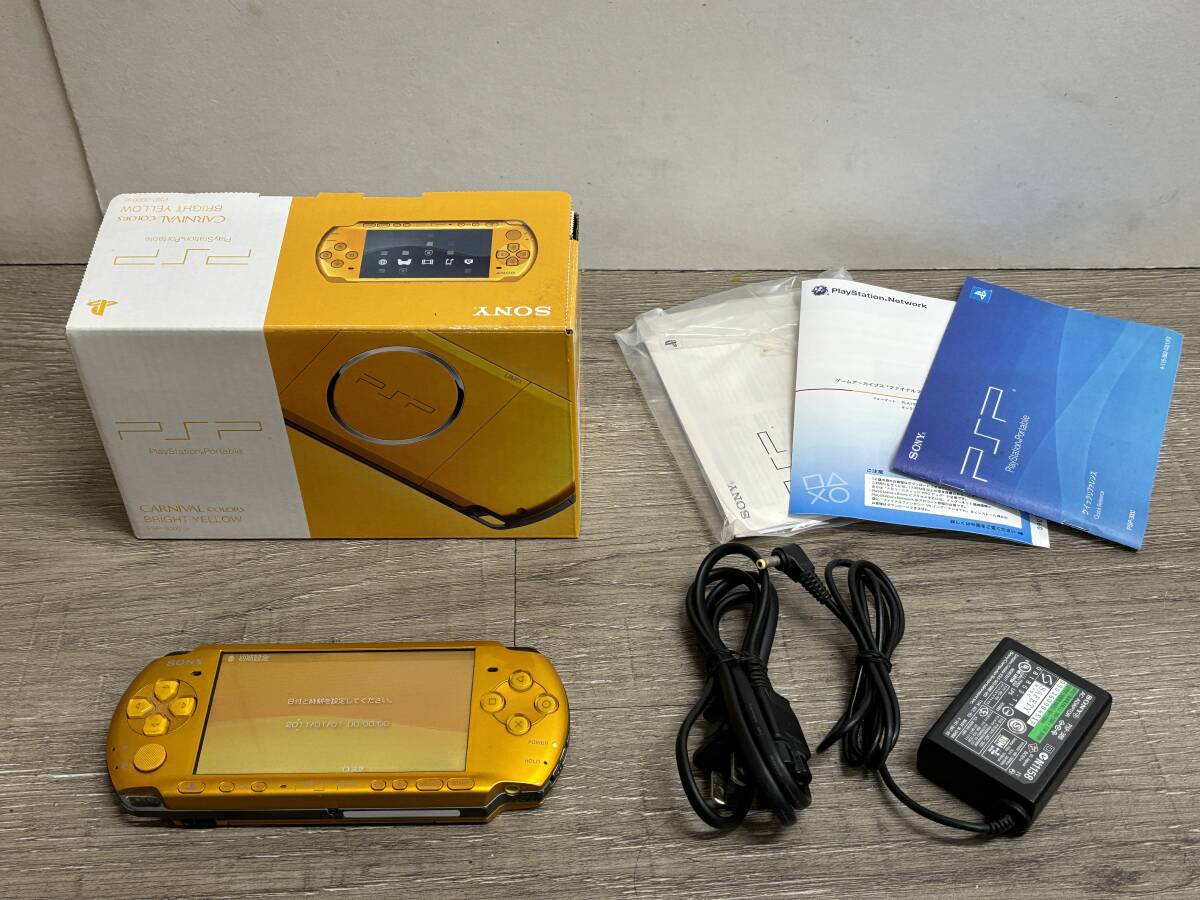 * PSP * PlayStation портативный PSP-3000 яркий желтый рабочий товар корпус приложен 0 кнопка поломка Playstation Portable 5157