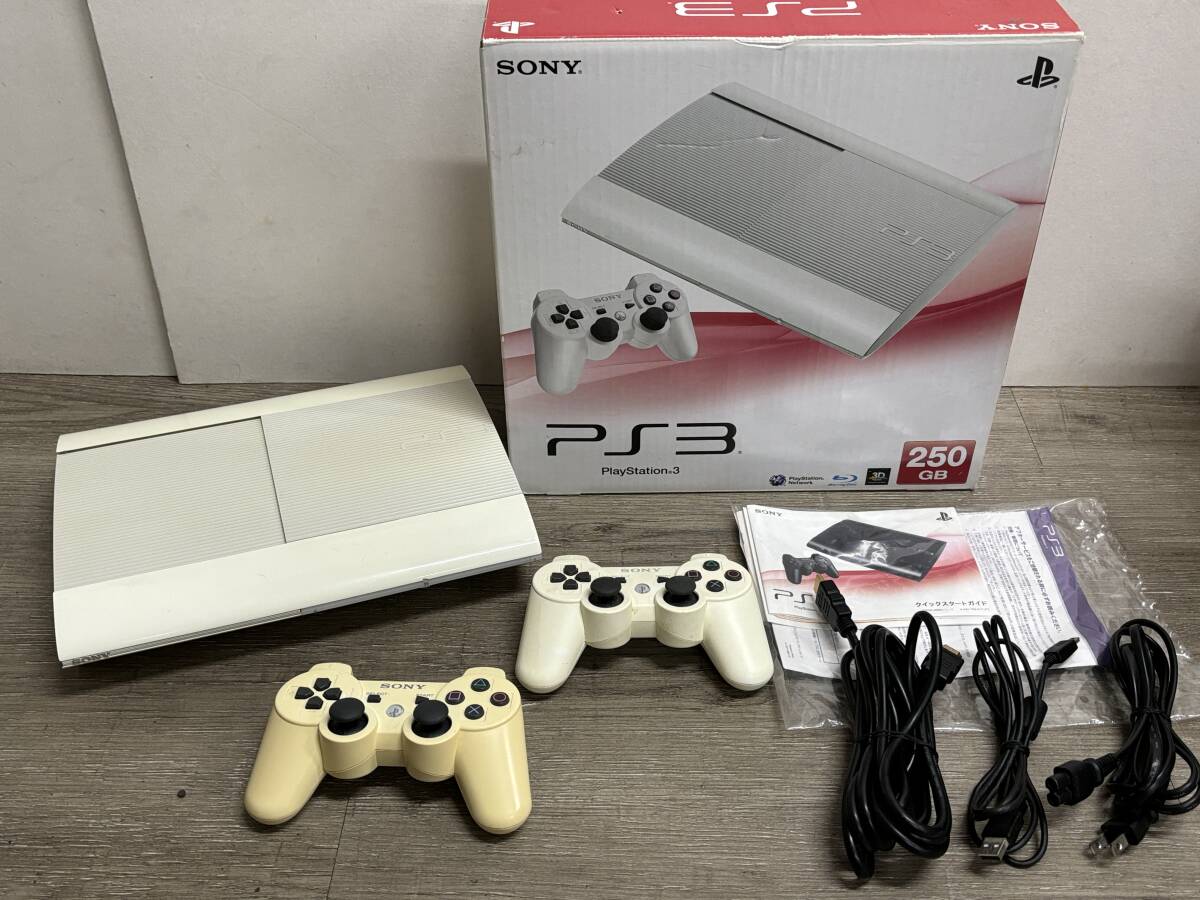 ☆ PS3 ☆ プレイステーション3 CECH-4000B 250GB クラシックホワイト 動作品 本体 コントローラー 箱 説明書 付属 内箱欠品 7699_画像1