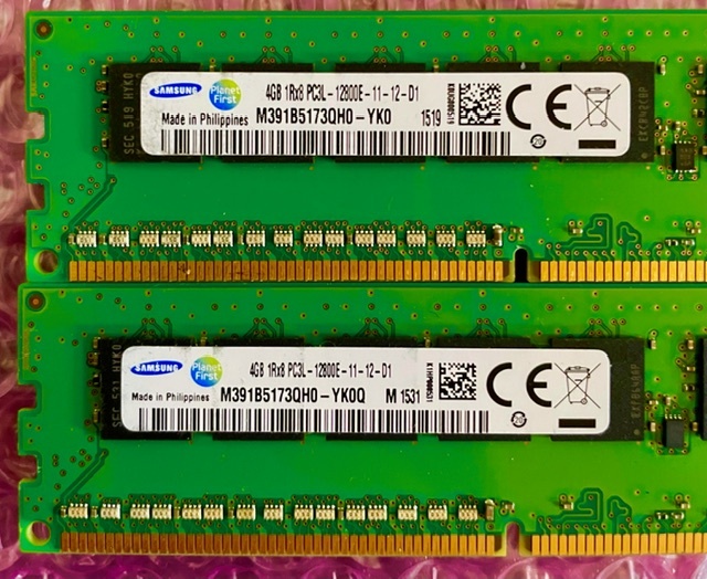 W135☆ SAMSUNG DDR3L PC3L-12800E-11-12-D1 4GB×4 計16GB デスクトップ用メモリ Memory メモリー 動作確認済み _画像2