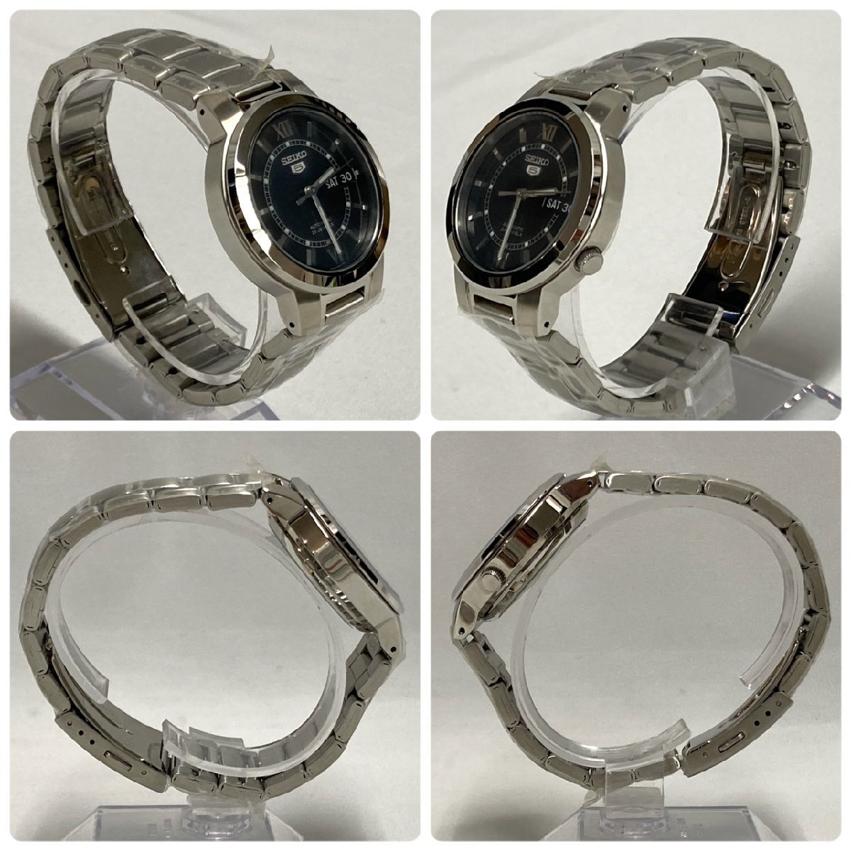 極美品♪稼働品 SEIKO 5 セイコー ファイブ 7S26-02N0 自動巻き 21JEWELS デイデイト ブラック文字盤 裏スケルトン 腕時計 保証書 箱付き♪の画像3