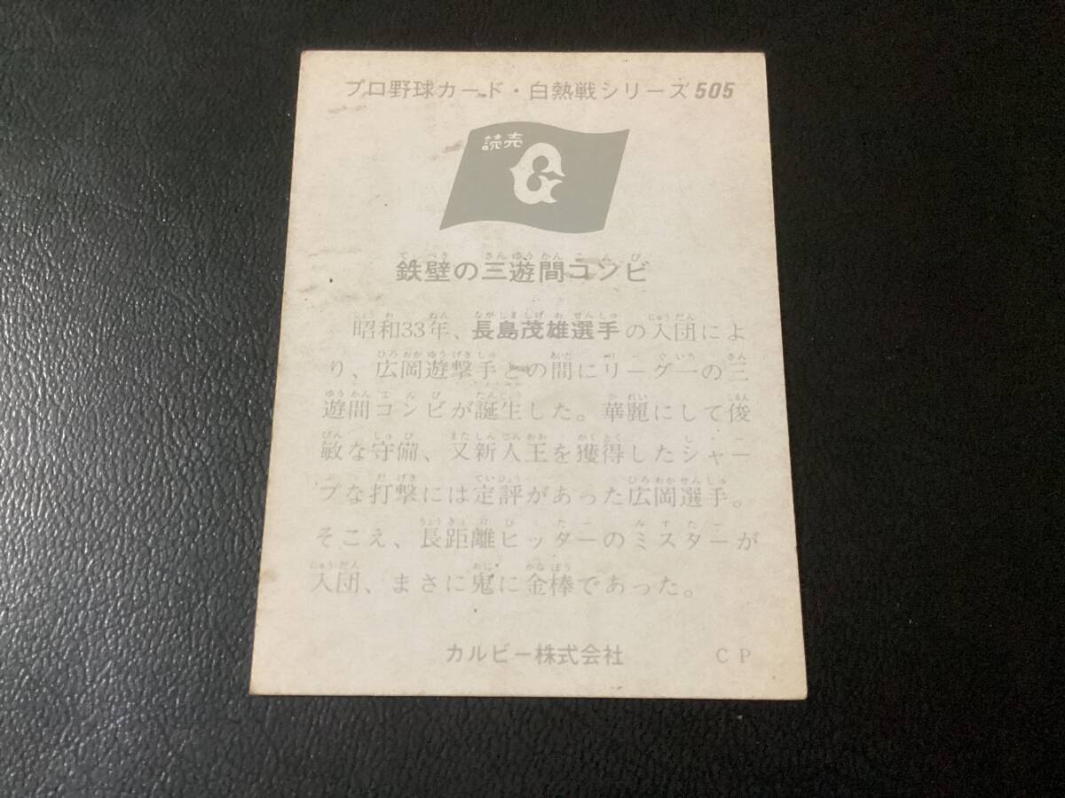 カルビー75年 セピア 長島（巨人）No.505 プロ野球カードの画像2