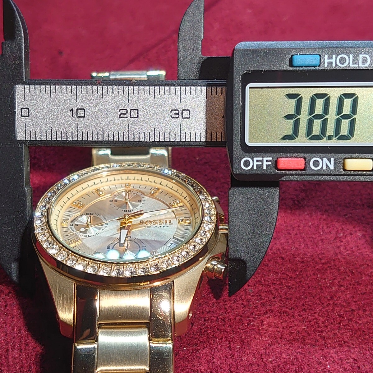 551[ батарейка заменен ]FOSSIL ES-2683 25102 женские наручные часы Fossil Gold × золотой циферблат аналог хронограф часы жестяная банка с коробкой 