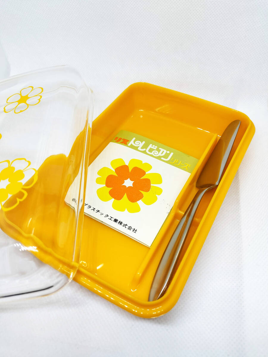 * Showa Retro pop * floral print butter case orange list rebi Anne series Gifu plastic new goods, butter knife attaching!