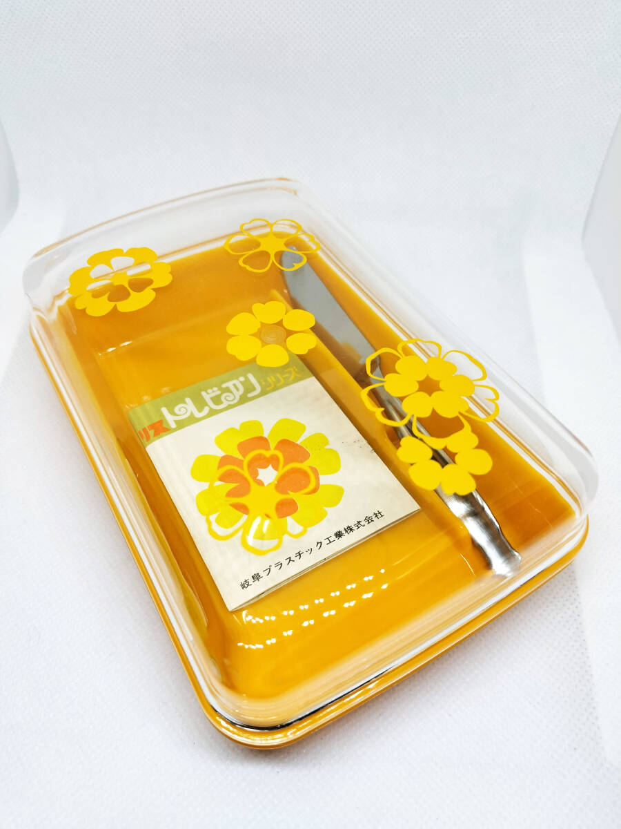 * Showa Retro pop * floral print butter case orange list rebi Anne series Gifu plastic new goods, butter knife attaching!