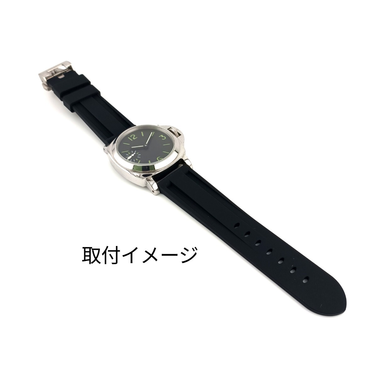 24mm パイプチューブ付属 腕時計 シリコン ラバーベルト ブラック 黒 Dバックル 【対応】 パネライ PANERAI