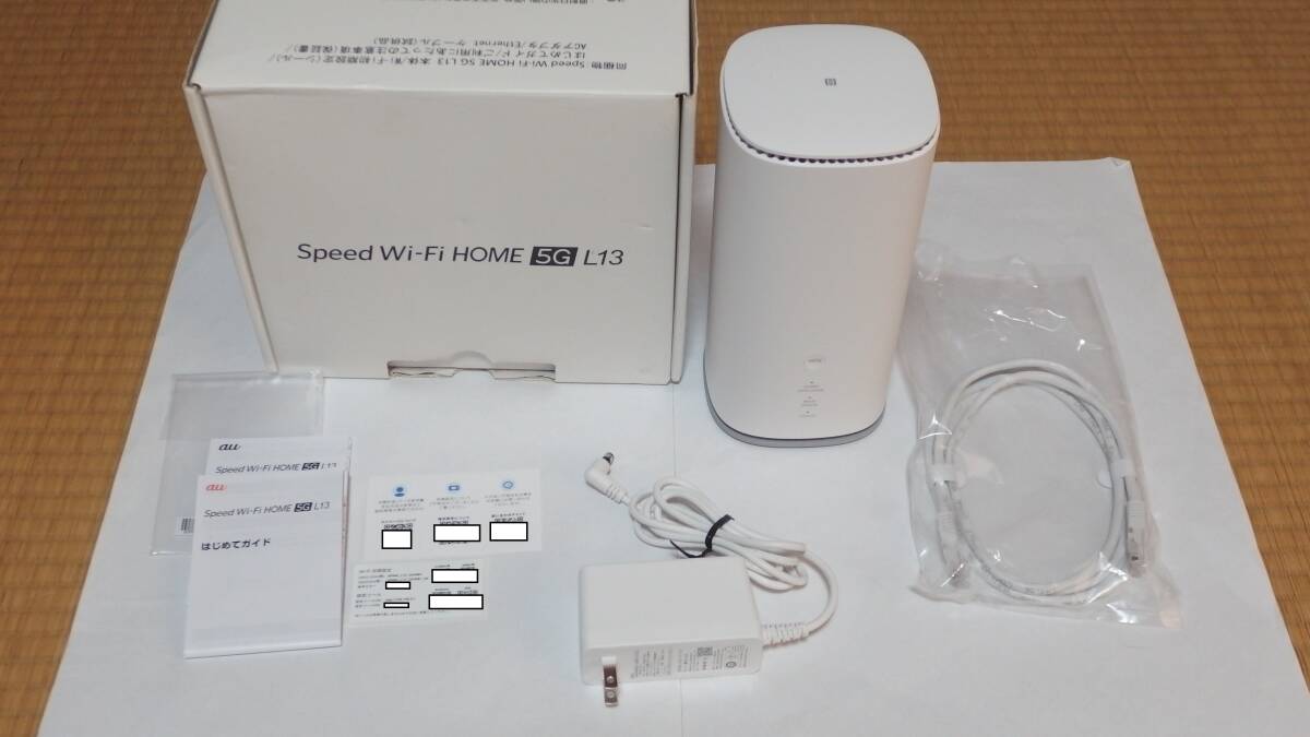 au・UQ Simフリー Speed Wi-Fi HOME 5G WiMaxホームルーター L13 ホワイト ZTR02SWU 動作品_商品 内容物