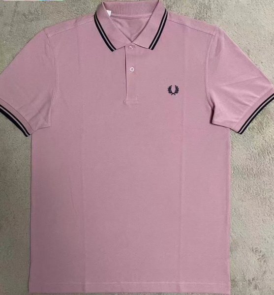 新品メンズポロシャツFREDフレッドペリー半袖TシャツダブルラインピンクM