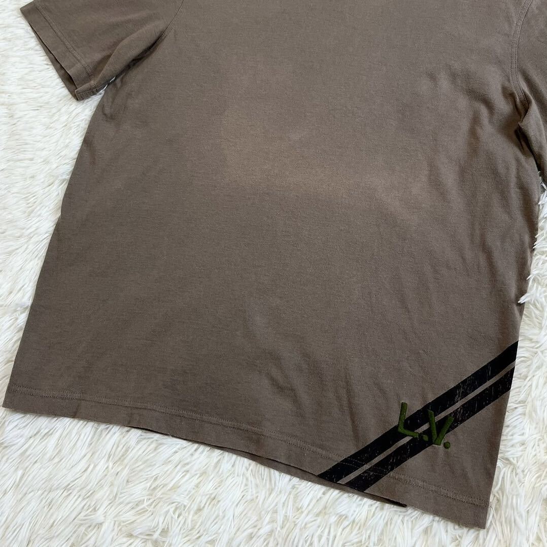 ルイヴィトン 【人気モデル】 LOUIS VUITTON 半袖 Tシャツ カットソー トップス LV ロゴ ライン ブラウン メンズ サイズM_画像3