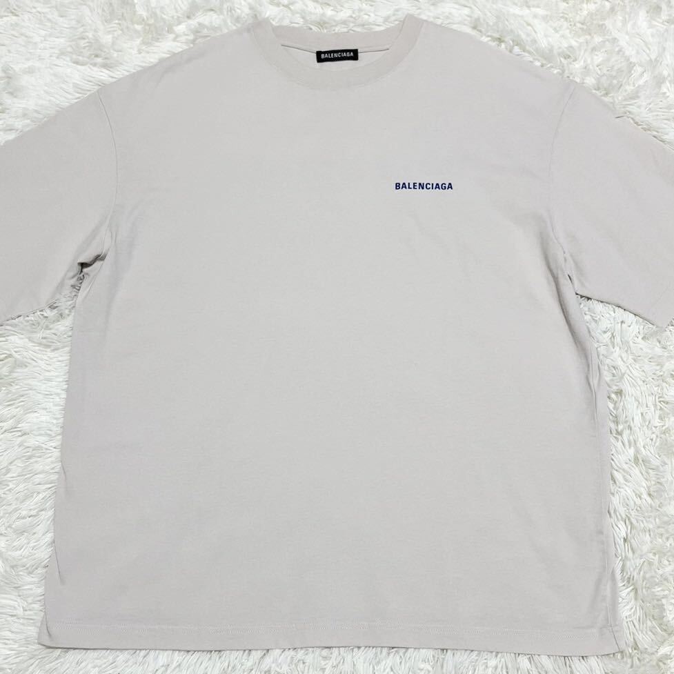 極美品 バレンシアガ 【圧巻のデザイン】 BALENCIAGA 半袖 tシャツ カットソー トップス バックロゴ メンズ ベージュ サイズXL_画像1