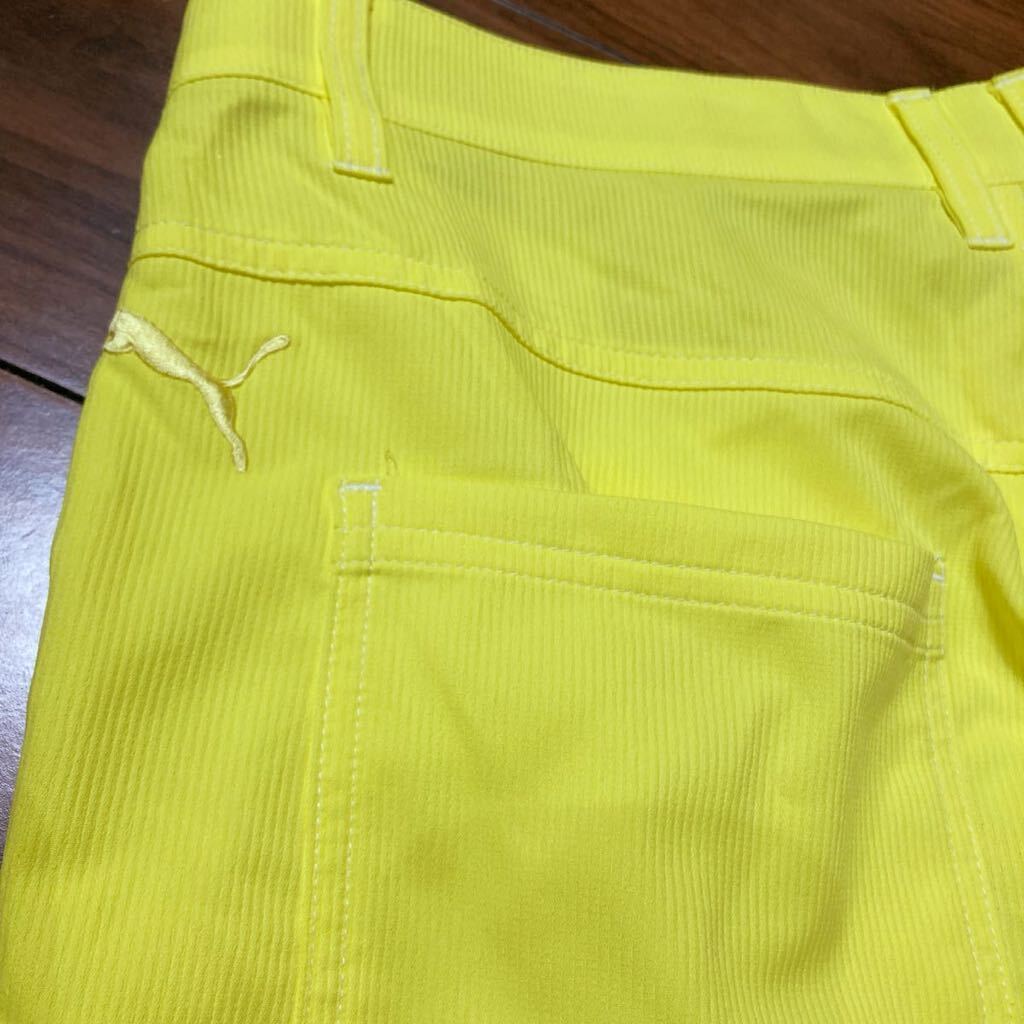 PUMA プーマ ゴルフハーフパンツ　XL メンズゴルフウェア　ストレッチ速乾素材　レモン色　黄色_画像8