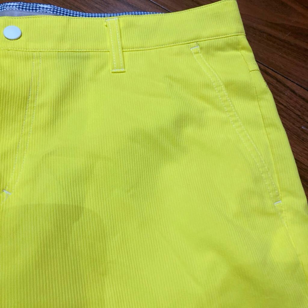 PUMA プーマ ゴルフハーフパンツ　XL メンズゴルフウェア　ストレッチ速乾素材　レモン色　黄色_画像3
