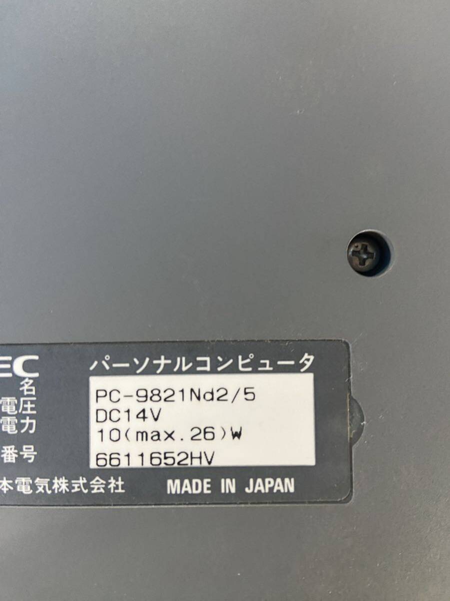 NEC ノートPC PC-9821Nd2 通電のみ確認 【ジャンク品/部品取り用】の画像6