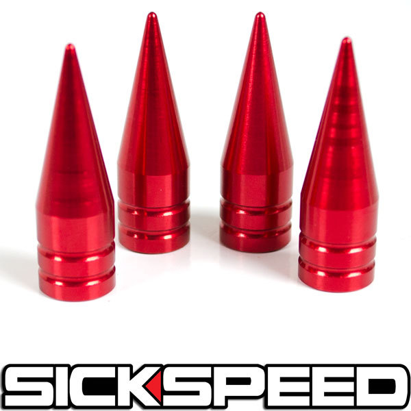 SICKSPEED　スパイク エアバルブキャップ レッド 4個セット USDM JDM シックスピード エアキャップ 空気 ホイール 蓋 栓 空気_画像1