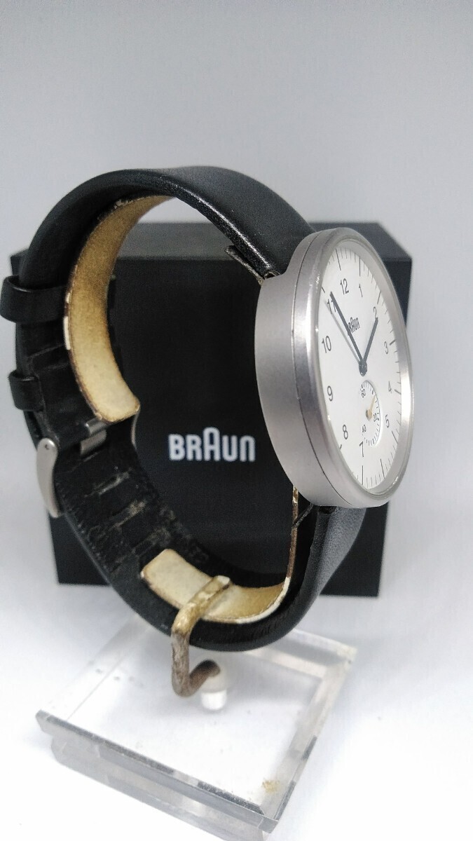廃盤 BRAUN ブラウン Watch 腕時計 BNH0024WHBKG スモールセコンド メンズ ディーター・ラムス 純正ケース 取扱説明書 動品 ジャンク_画像4