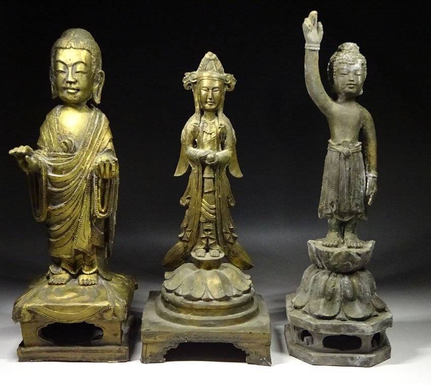 緑屋ft■ 仏教美術　仏像 3点　仏像 立像　i9/9-6621/7-5#120_画像1