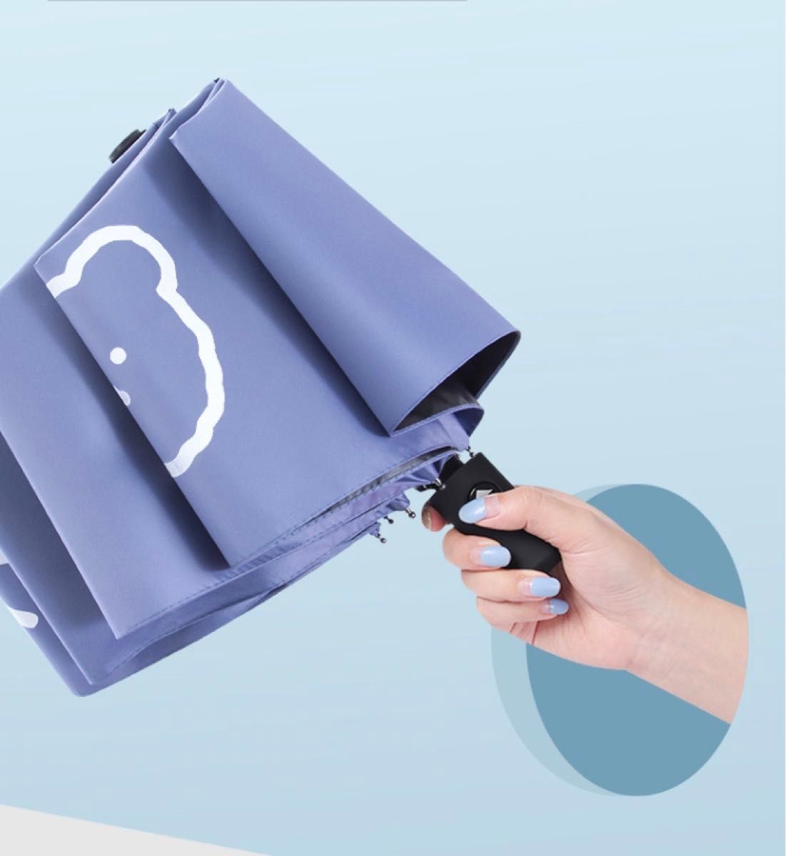 新品未使用 自動開閉 日傘 日焼け対策 遮光 撥水 雨傘 雨晴兼用 ベージュ  可愛い折り畳み傘 ブルーグレー