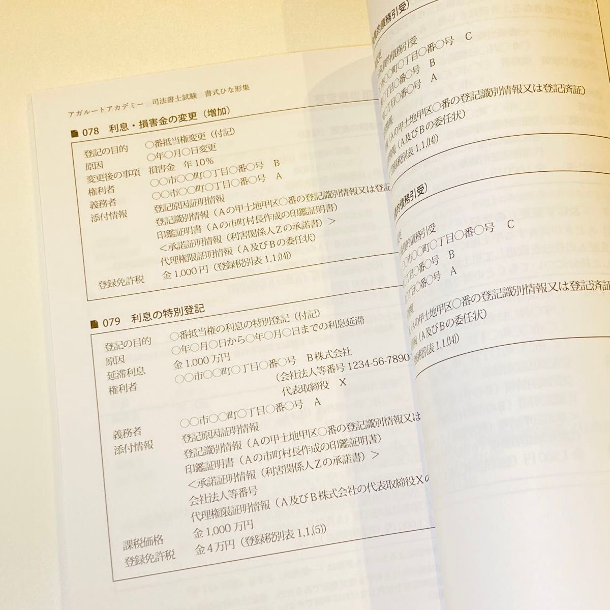 アガルート 司法書士試験 書式ひな形集 商業登記法 不動産登記法 2022