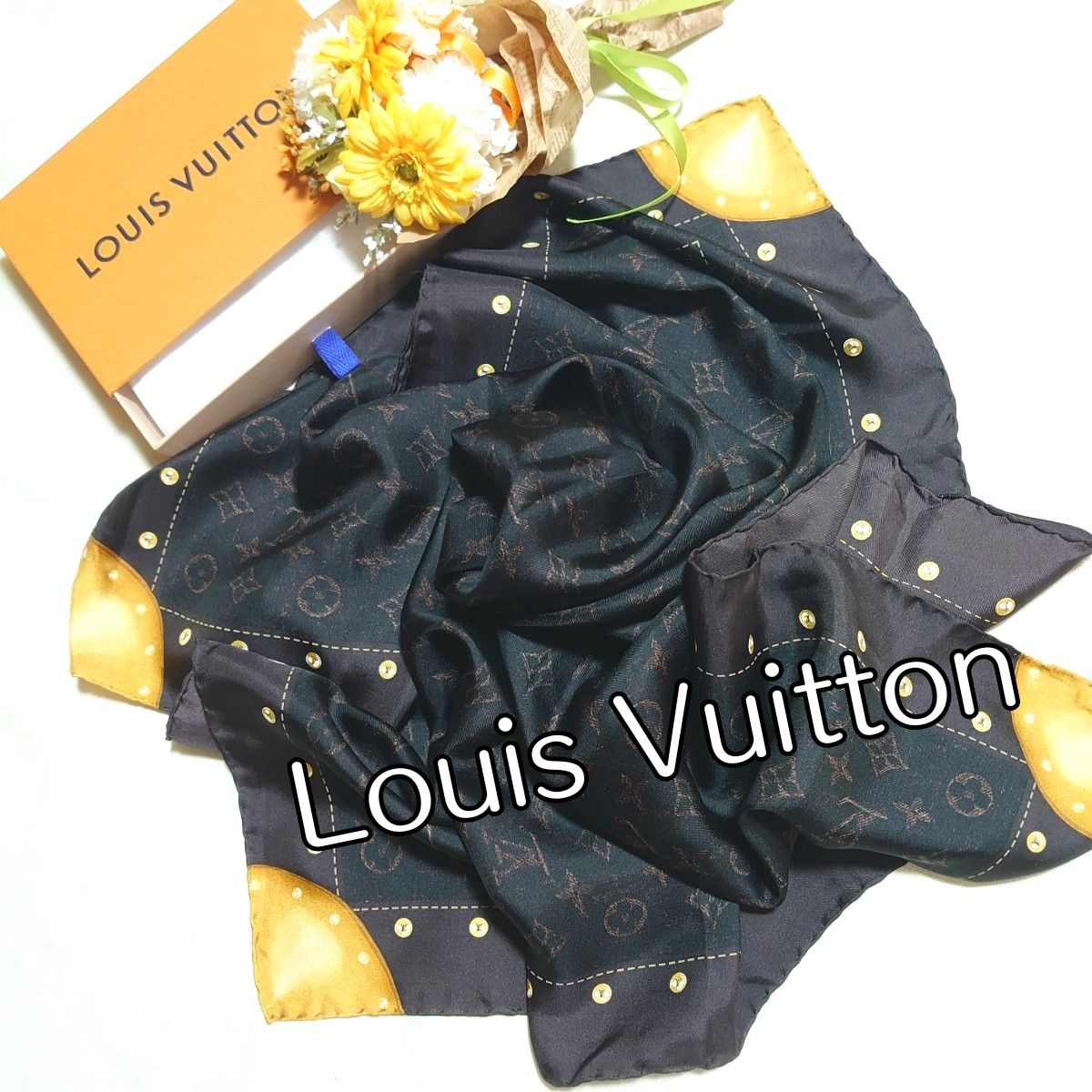 ■美品■Louis Vuitton ルイヴィトン■ モノグラム総柄シルク大判スカーフ■