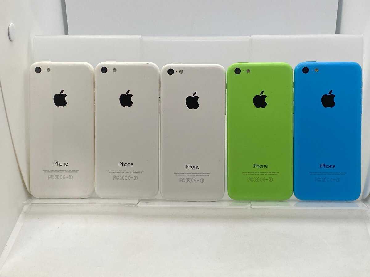 【中古・ジャンク】まとめ売り5台 液晶浮き 他 Apple iPhone5c au NW利用制限〇 本体 A-93085_画像2