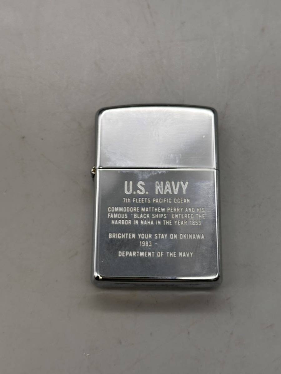 Y05048 ZIPPO ジッポー オイルライター シルバーカラー U.S NAVY 火花有り 現状品_画像2